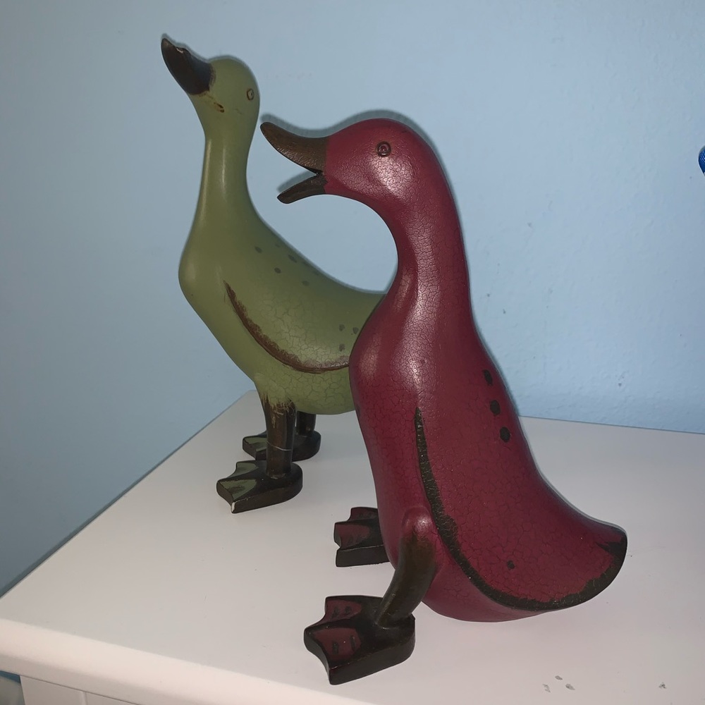 Set of Two Wooden Ducks